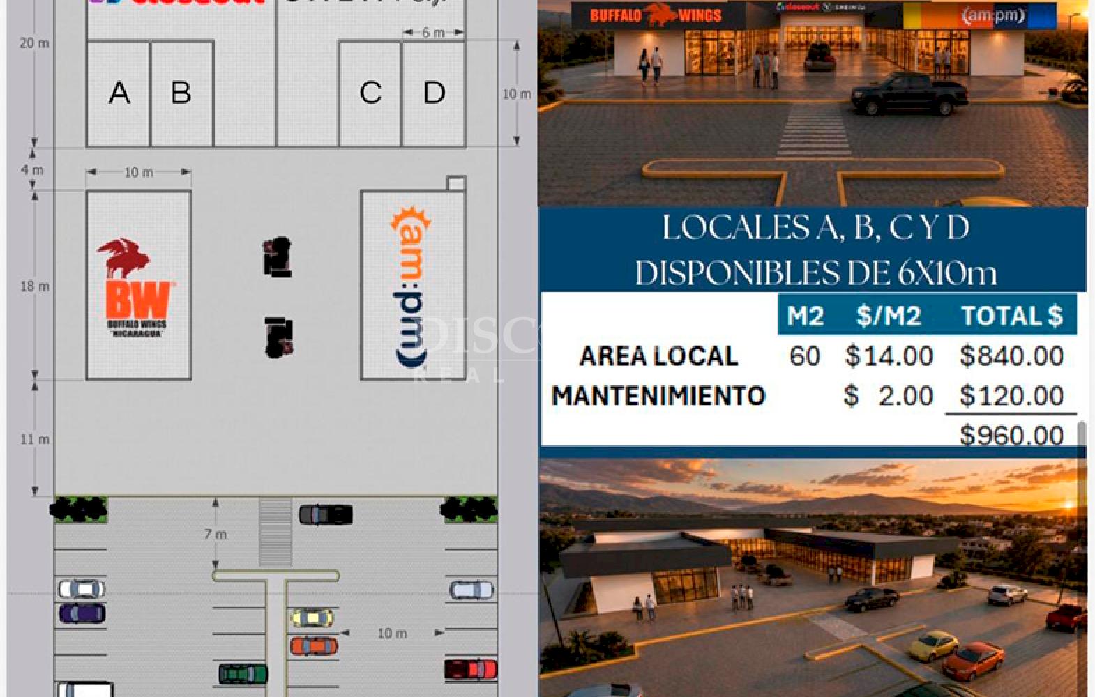 Units for Rent at a New Shopping Center in Masaya